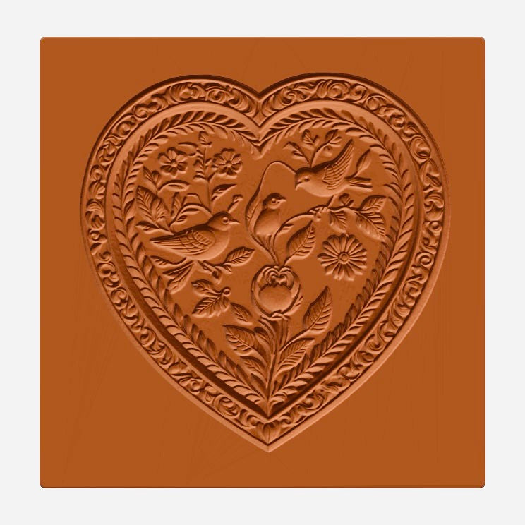 Springerle Model - Herz mit Vögel und Blumen