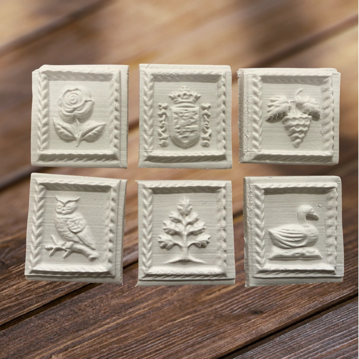 Springerlemodel - 6 Bilder Rose, Wappen, Trauben, ...