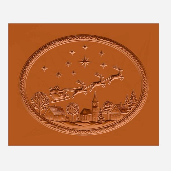 Springerle Model - Weihnachtsschlitten am Himmel oval