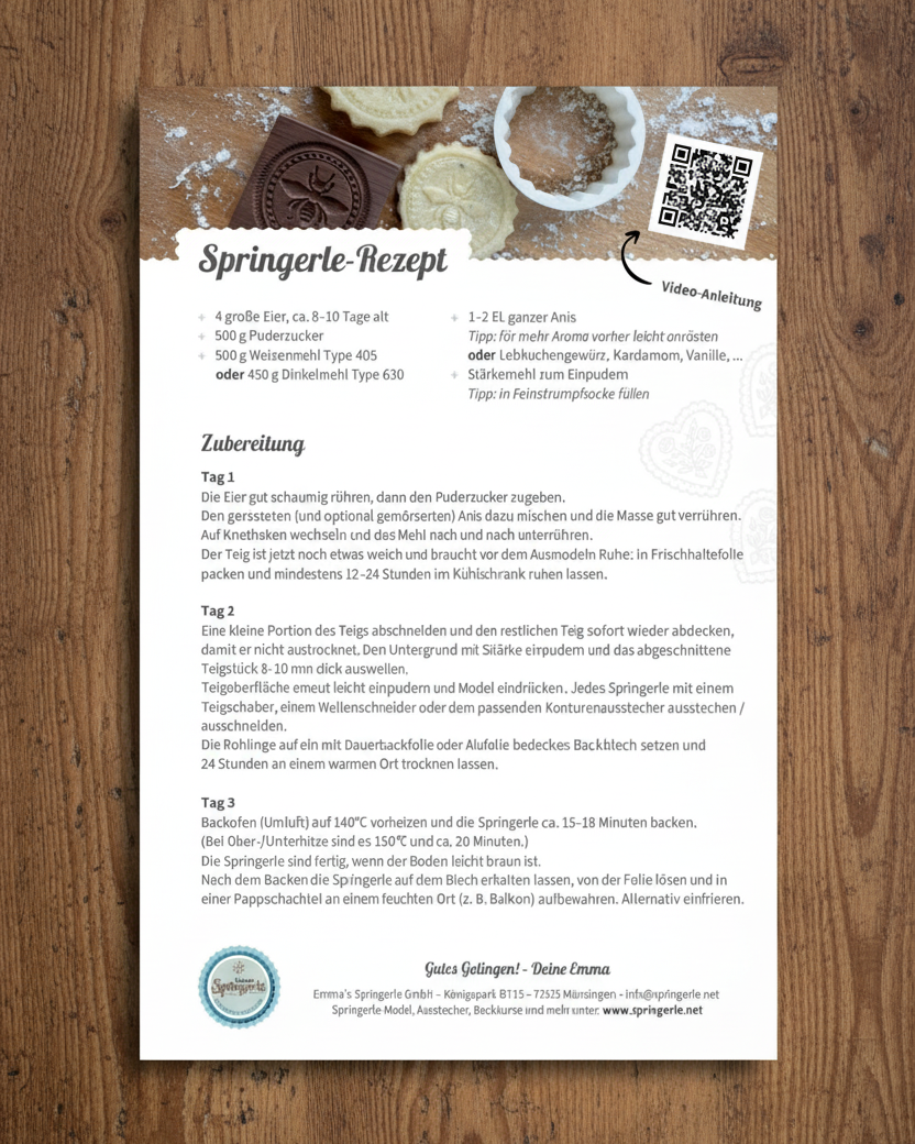 Emma's Springerle-Rezept (gedruckt, nur in Kombination mit min. einem kostenpflichtigen Produkt)