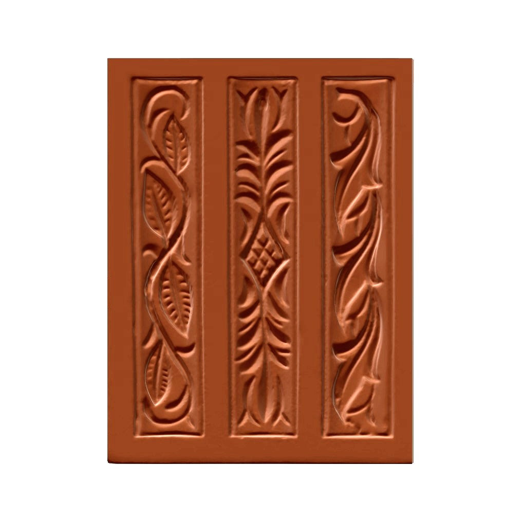 3 Dekostäbe: Blüten, Relief, ..
