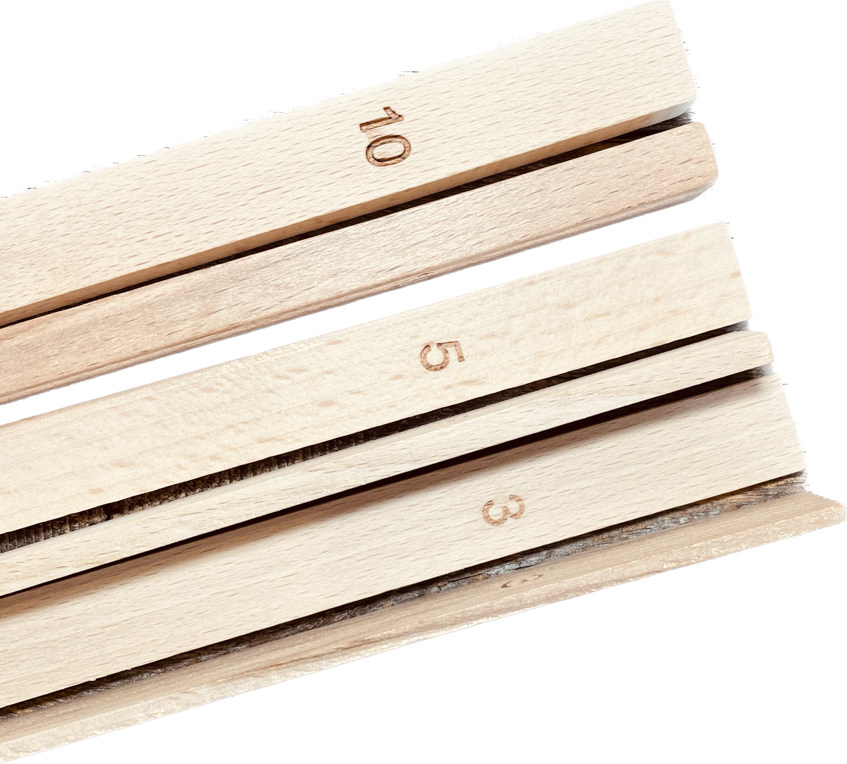 Dough wood set, 3/5/10mm, 6 pcs., 350x17 mm
